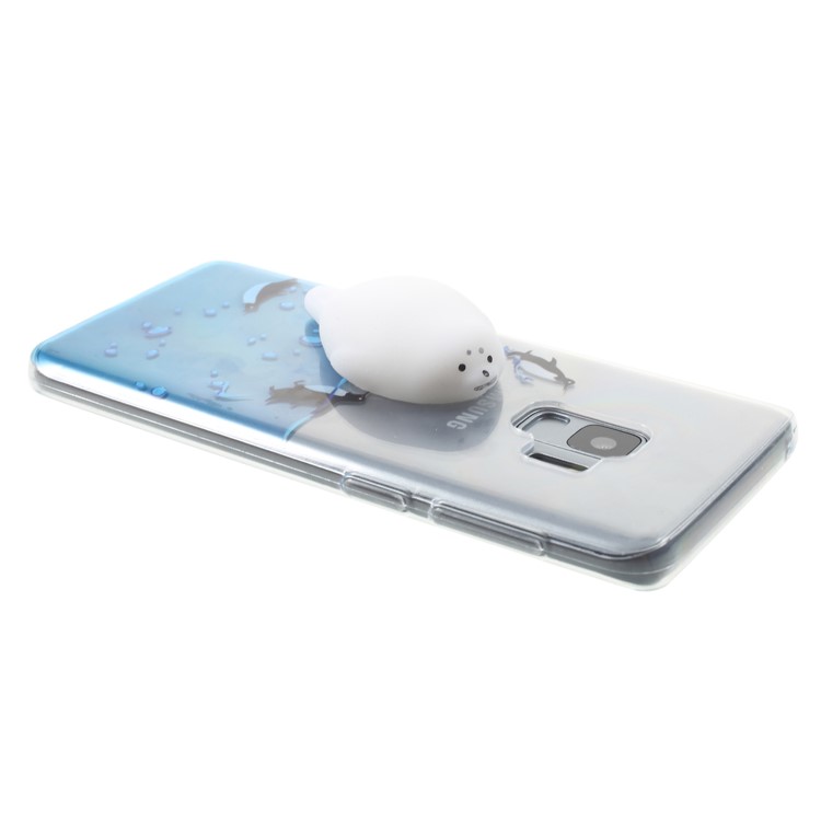 3D Squishy Silicone Cartoon Patterned TPU Case for Samsung Galaxy S9 SM-G960 - Penguins-4