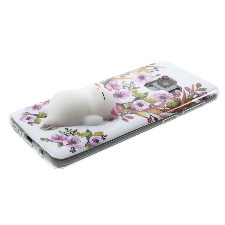3D Squishy Silicone Cartoon Patterned TPU Cover Shell for Samsung Galaxy S9 SM-G960 - Flowers and Elk Pattern-4