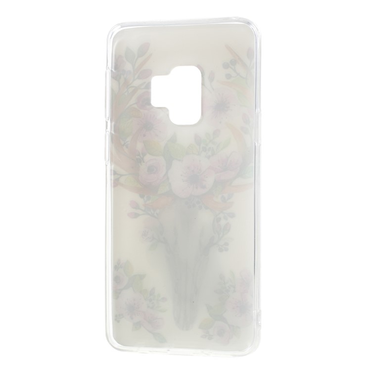 3D Squishy Silicone Cartoon Patterned TPU Cover Shell for Samsung Galaxy S9 SM-G960 - Flowers and Elk Pattern-6