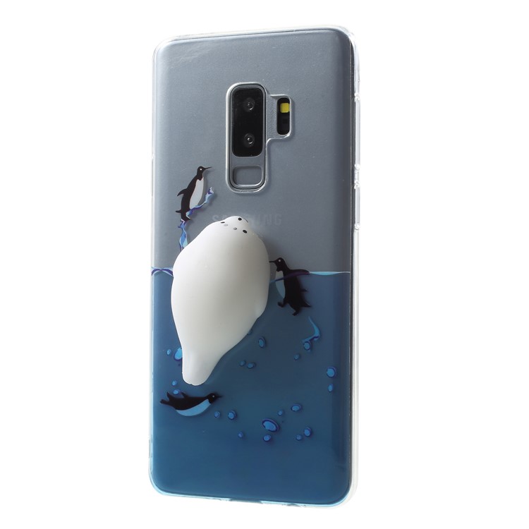3D Squishy Silicone Cartoon Patterned TPU Cell Phone Case for Samsung Galaxy S9+ SM-G965 - Penguins-3