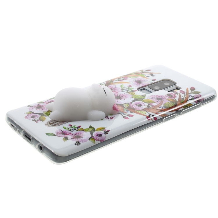 3D Squishy Silicone Cartoon Patterned TPU Mobile Phone Shell for Samsung Galaxy S9 Plus SM-G965 - Flowers and Elk Pattern-4
