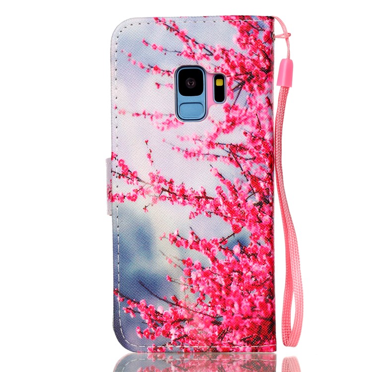 Pattern Printing Leather Wallet Case for Samsung Galaxy S9 SM-G960 - Vivid Flowers-3