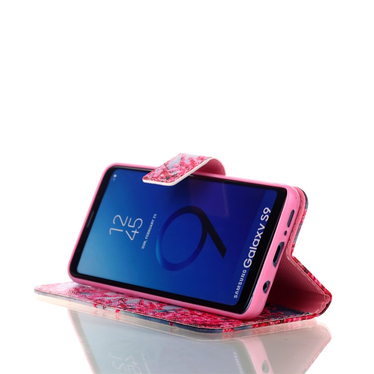 Pattern Printing Leather Wallet Case for Samsung Galaxy S9 SM-G960 - Vivid Flowers-5
