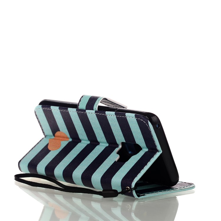 Pattern Printing Leather Wallet Case Shell for Samsung Galaxy S9 SM-G960 - Hearts and Stripes-5