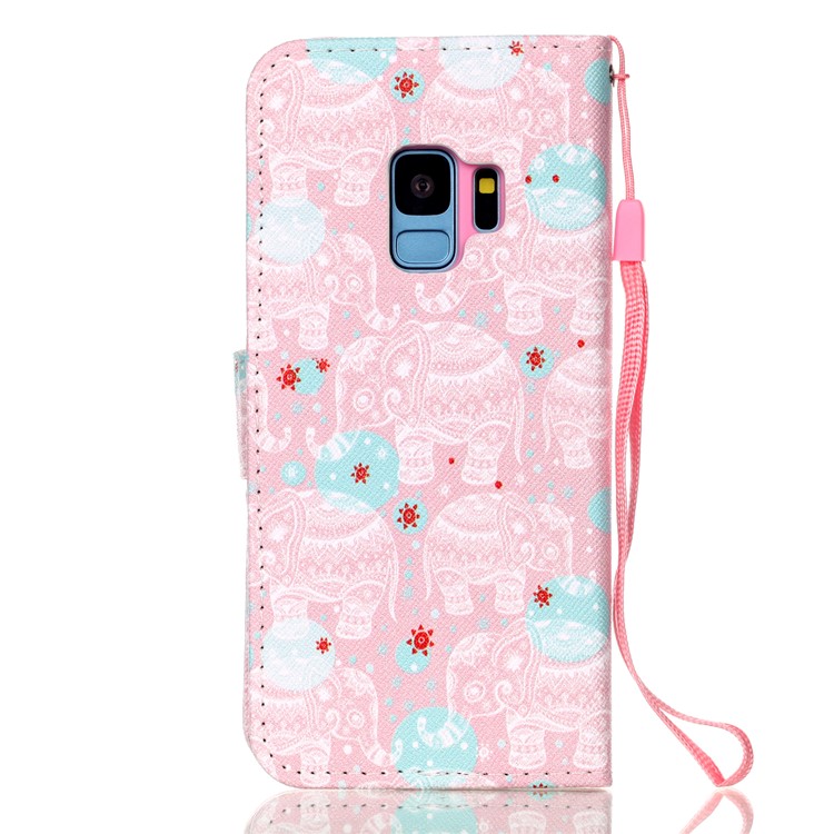 Pattern Printing Magnetic Leather Wallet Case for Samsung Galaxy S9 SM-G960 - Elephant Pattern-2