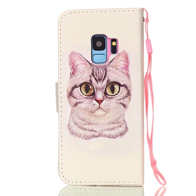 Pattern Printing Cell Phone Leather Wallet Case for Samsung Galaxy S9 SM-G960 - Cat Pattern-2