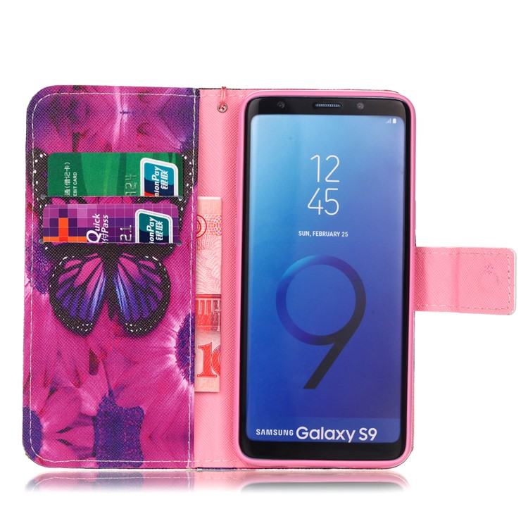 Teste Padrão Que Imprime O Caso De Couro Magnético Do Suporte Para A Galáxia S9 SM-G960 De Samsung - Teste Padrão De Borboleta-3