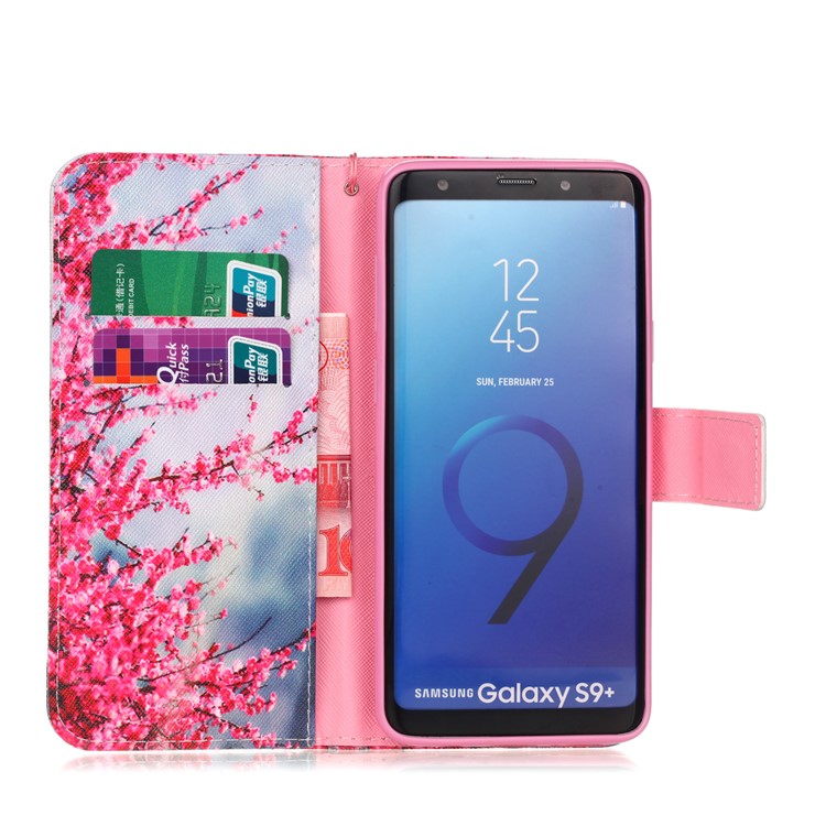 Pattern Printing Wallet Leather Stand Cover for Samsung Galaxy S9+ SM-G965 - Vivid Flowers-3