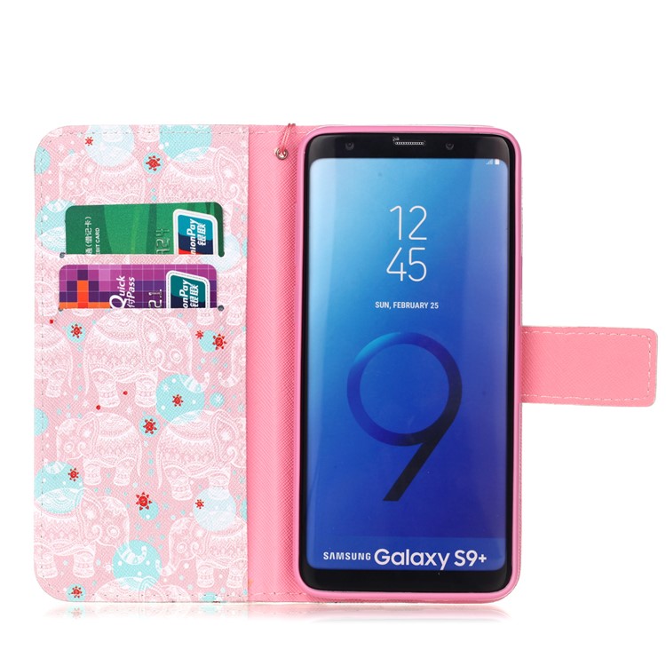 Pattern Printing Wallet Leather Protection Case for Samsung Galaxy S9+ SM-G965 - Elephant Pattern-3