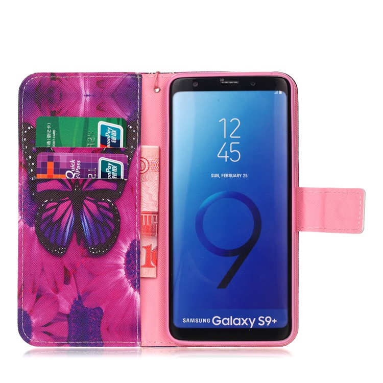 Pattern Printing Leather Stand Case with Card Slots for Samsung Galaxy S9+ SM-G965 - Butterfly Pattern-3
