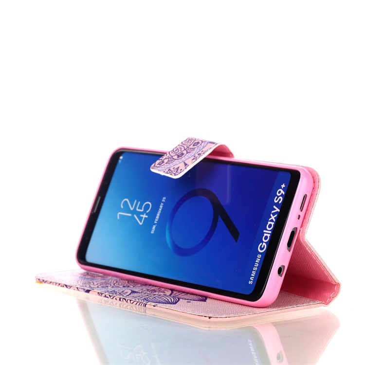 Pattern Printing Leather Stand Cover with Card Slots for Samsung Galaxy S9+ SM-G965 - Mandala Flower-4