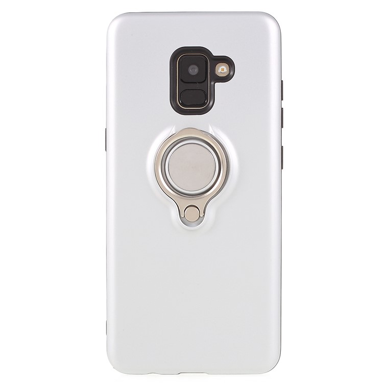Detachable PC + TPU Hybrid Case with Kickstand for Samsung Galaxy A8 (2018) - Silver-2