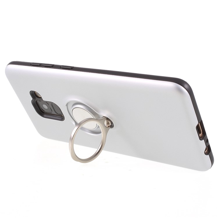 Detachable PC + TPU Hybrid Case with Kickstand for Samsung Galaxy A8 (2018) - Silver-3