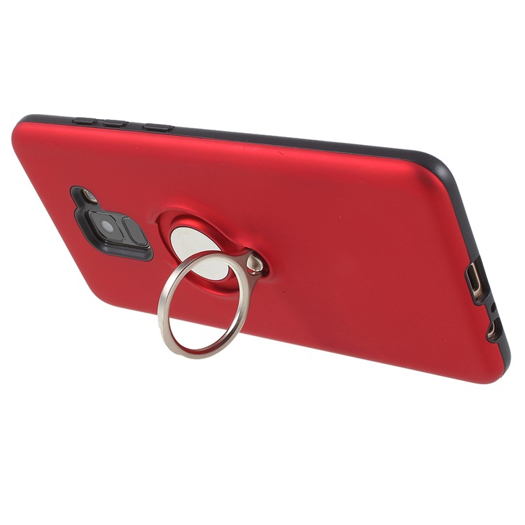 Detachable PC + TPU Hybrid Phone Case with Kickstand for Samsung Galaxy A8 (2018) - Red-3