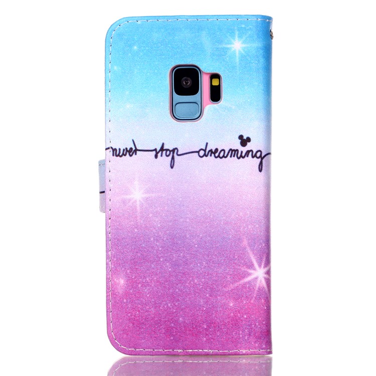 Pattern Printing Wallet Stand Leather Case for Samsung Galaxy S9 G960 - Never Strop Dreaming-3
