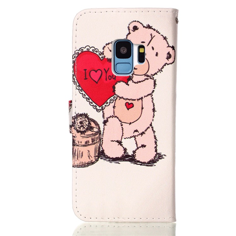 Pattern Printing Wallet Leather Phone Case for Samsung Galaxy S9 G960 - Bear-2