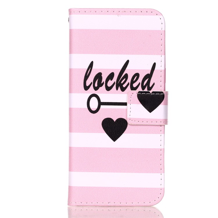 Patterned Wallet Stand Leather Mobile Case for Samsung Galaxy S9 G960 - Lacked Key Heart-1