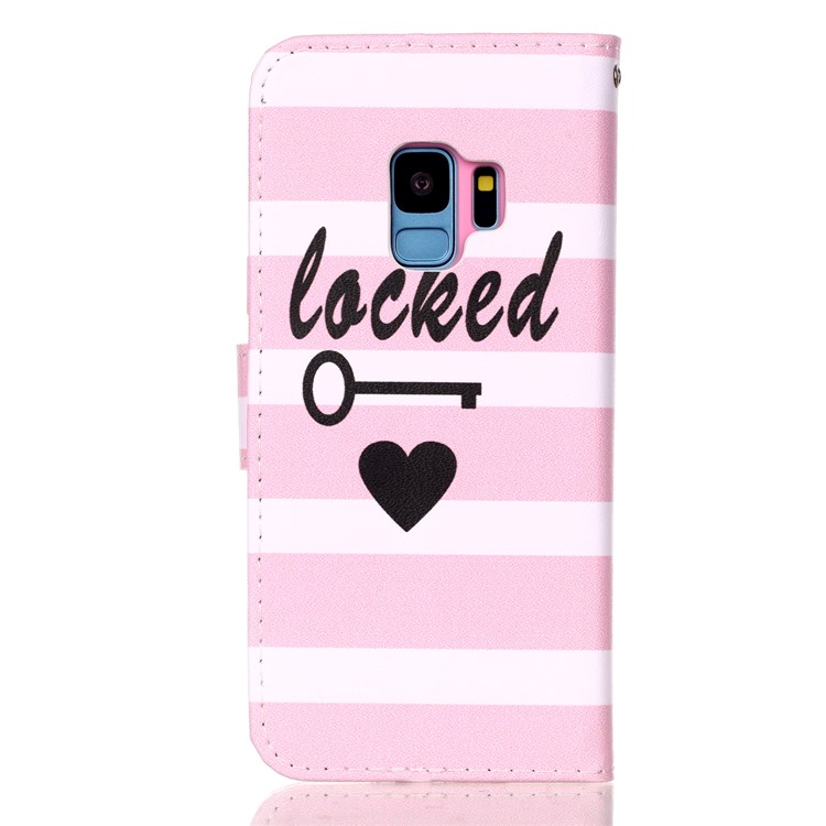 Patterned Wallet Stand Leather Mobile Case for Samsung Galaxy S9 G960 - Lacked Key Heart-2
