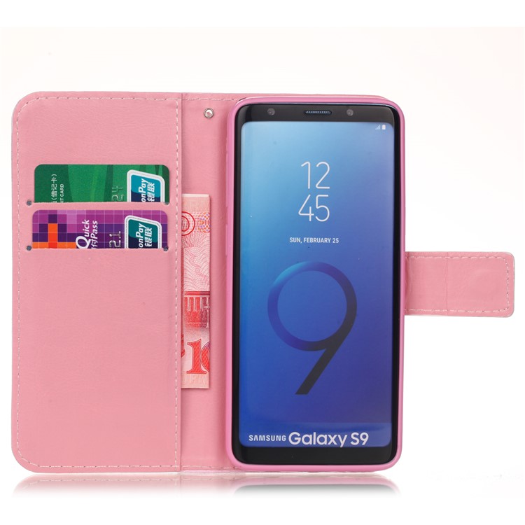 Patterned Wallet Stand Leather Mobile Case for Samsung Galaxy S9 G960 - Lacked Key Heart-3