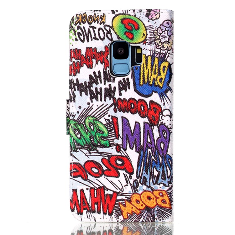 Patterned Card Holder Stand Leather Mobile Casing for Samsung Galaxy S9 G960 - BAM BOOM-2