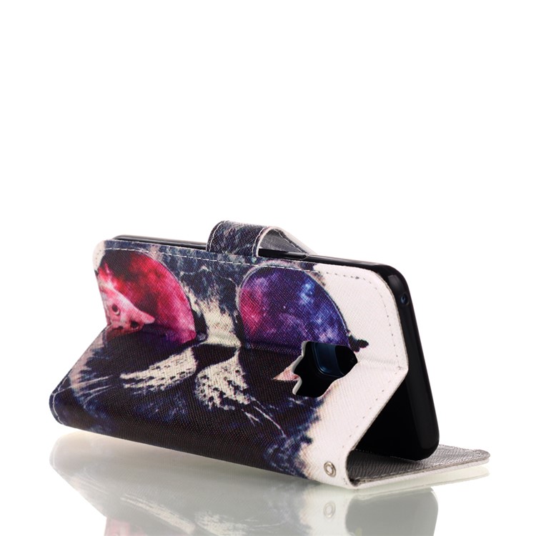 Pattern Printing Wallet Stand Flip Leather Cover Case for Samsung Galaxy S9 G960 - Cool Cat-5