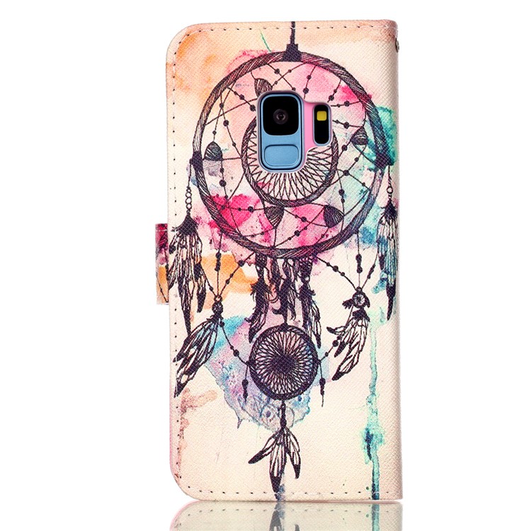 Wallet Stand Patterned PU Leather Cellphone Case for Samsung Galaxy S9 G960 - Dream Catcher Feather-2