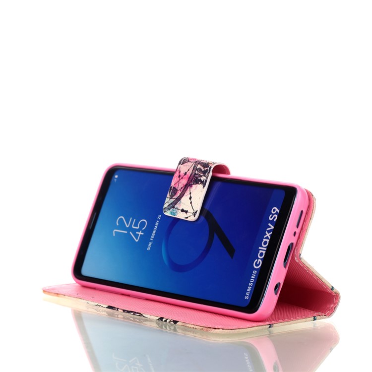 Wallet Stand Patterned PU Leather Cellphone Case for Samsung Galaxy S9 G960 - Dream Catcher Feather-4