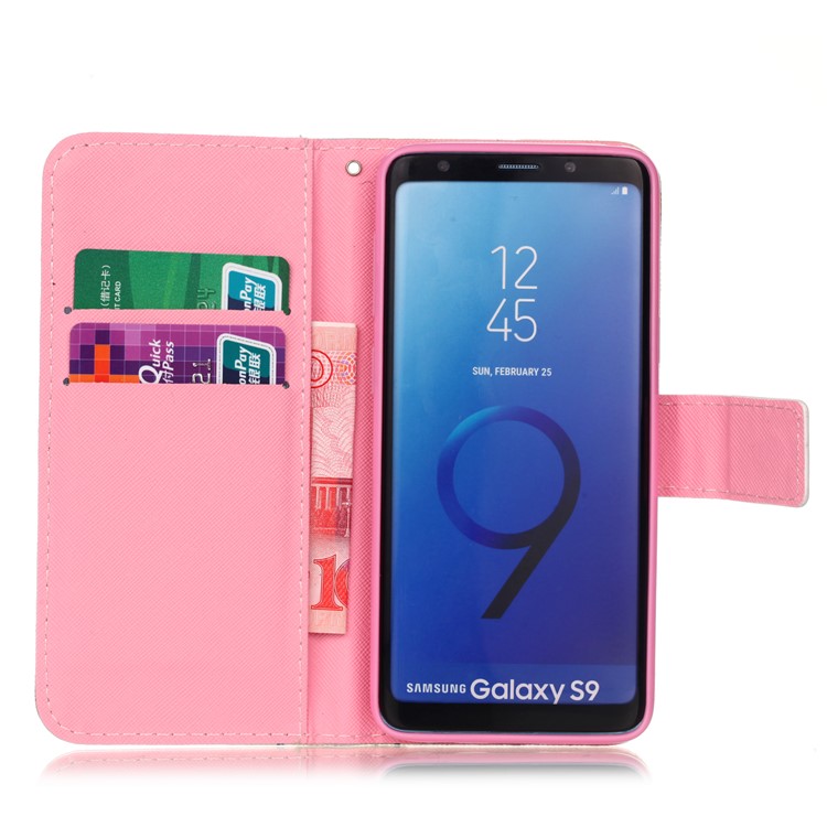 Wallet Stand Patterned PU Leather Cellphone Case for Samsung Galaxy S9 G960 - Dream Catcher Feather-5