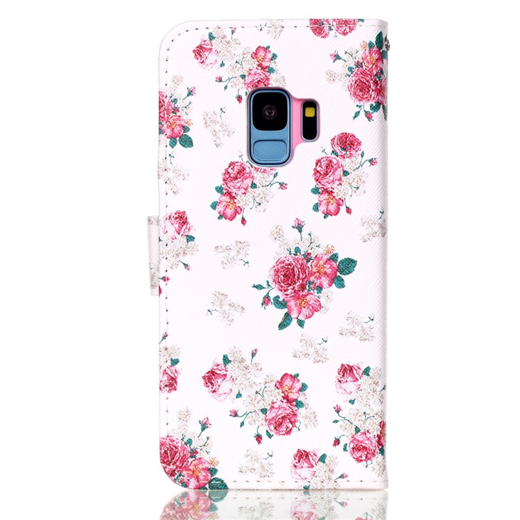 Pattern Printing Wallet Stand Leather Cellphone Cover for Samsung Galaxy S9 G960 - Blooming Flower-2