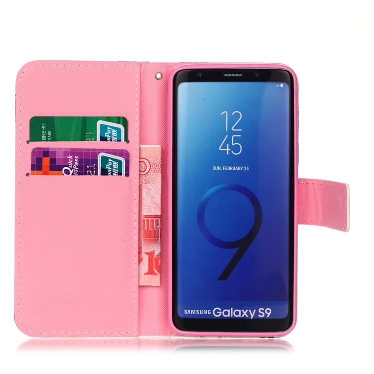 Pattern Printing Wallet Stand Leather Cellphone Cover for Samsung Galaxy S9 G960 - Blooming Flower-3