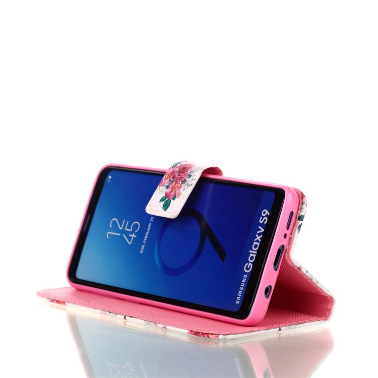 Pattern Printing Wallet Stand Leather Cellphone Cover for Samsung Galaxy S9 G960 - Blooming Flower-5