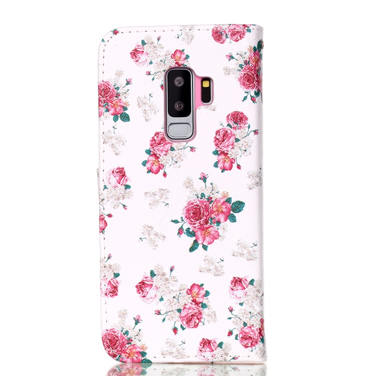 Pattern Printing Wallet Stand Leather Case for Samsung Galaxy S9+ G965 - Blooming Flower-3