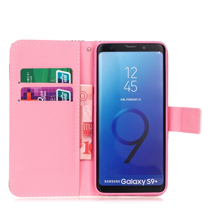 Pattern Printing Wallet Stand Leather Case for Samsung Galaxy S9+ G965 - Blooming Flower-4