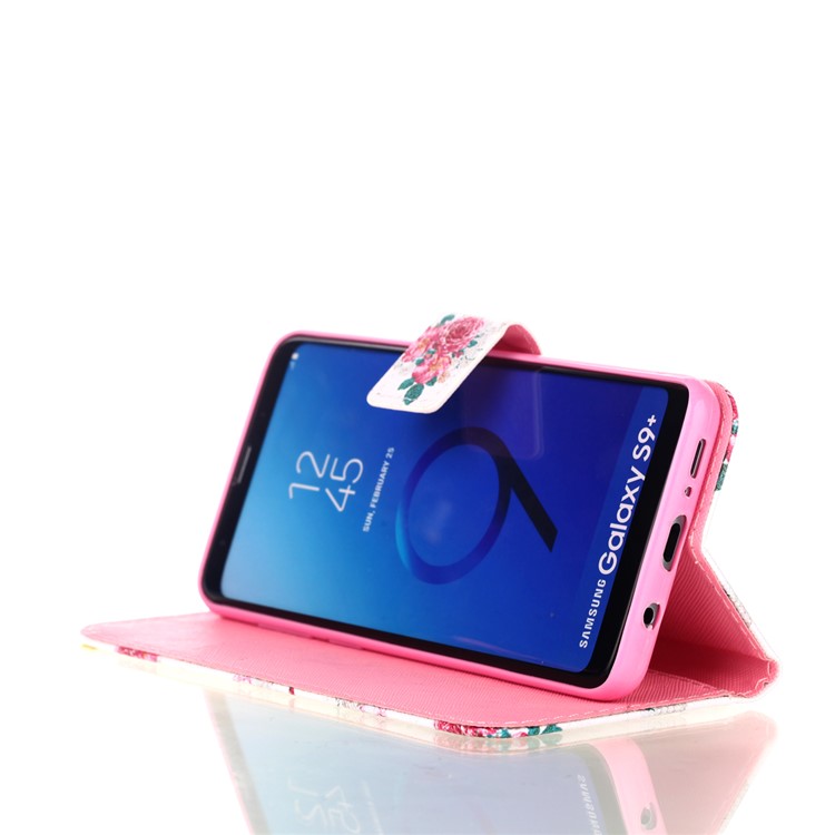 Pattern Printing Wallet Stand Leather Case for Samsung Galaxy S9+ G965 - Blooming Flower-5
