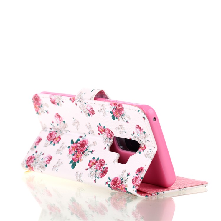 Pattern Printing Wallet Stand Leather Case for Samsung Galaxy S9+ G965 - Blooming Flower-6