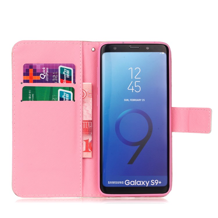 Pattern Printing Wallet Stand Leather Cover for Samsung Galaxy S9+ G965 - Dream Catcher Feather-3