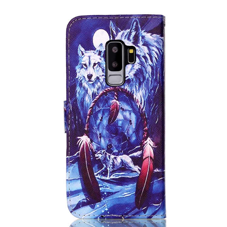 Pattern Printing Wallet Stand Leather Shell for Samsung Galaxy S9+ G965 - Dream Catcher and Wolves-2