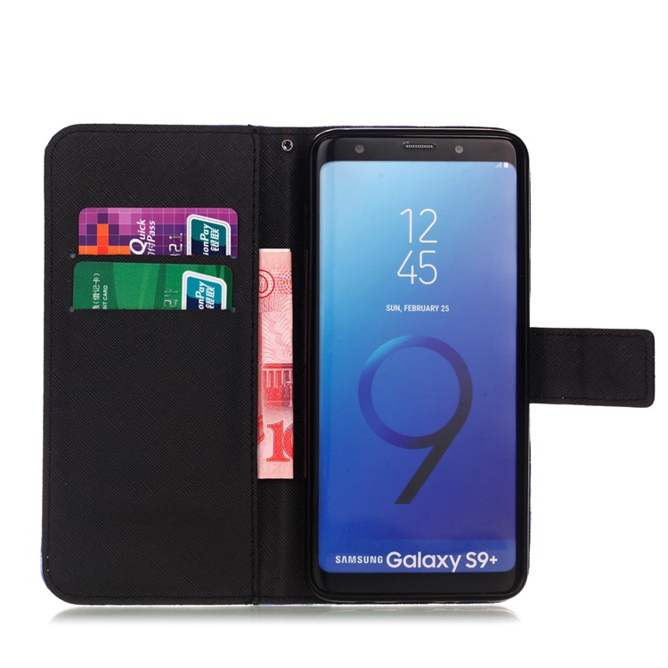Pattern Printing Wallet Stand Leather Shell for Samsung Galaxy S9+ G965 - Dream Catcher and Wolves-3