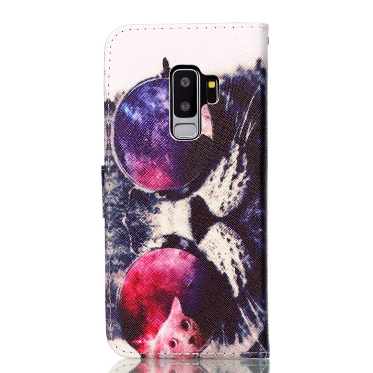Patterned Card Holder Stand Leather Phone Case for Samsung Galaxy S9+ G965 - Cool Cat-2