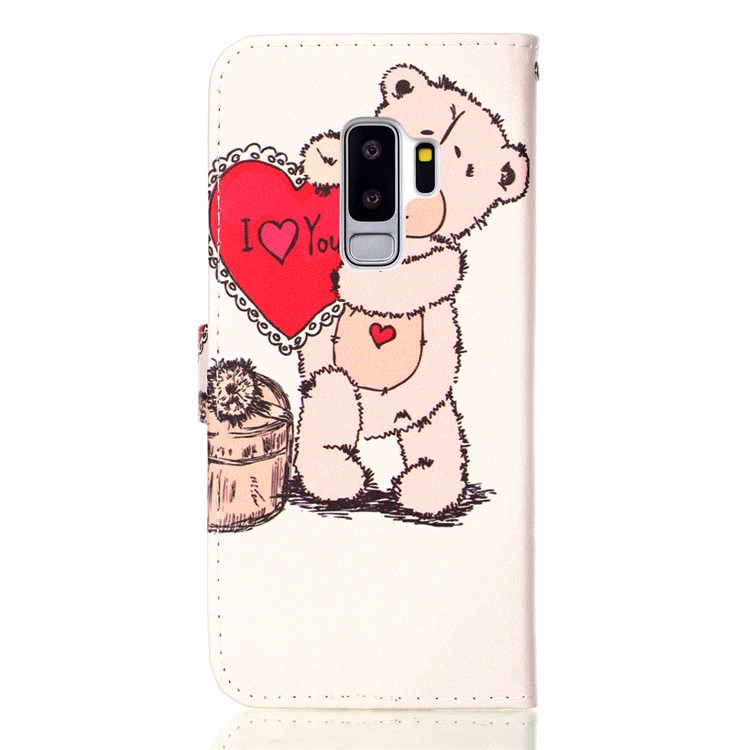 Pattern Printing Wallet Stand Leather Mobile Cover for Samsung Galaxy S9+ G965 - Bear-2