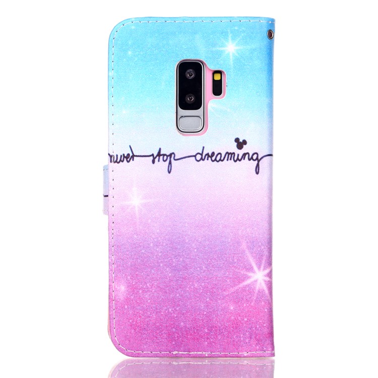 Pattern Printing Wallet Stand Leather Mobile Shell Case for Samsung Galaxy S9+ G965 - Never Strop Dreaming-2