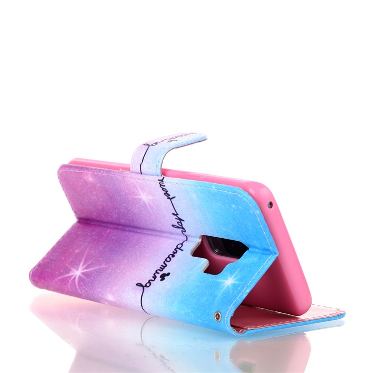 Pattern Printing Wallet Stand Leather Mobile Shell Case for Samsung Galaxy S9+ G965 - Never Strop Dreaming-5