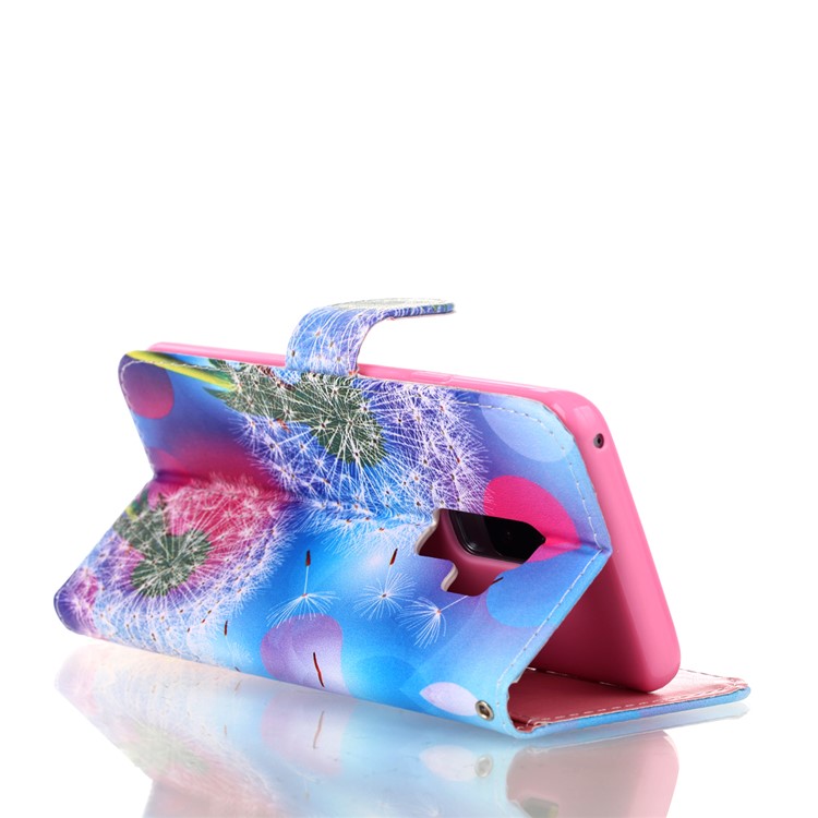 Pattern Printing Wallet Stand Leather Case Accessory for Samsung Galaxy S9+ G965 - Dandelion-5