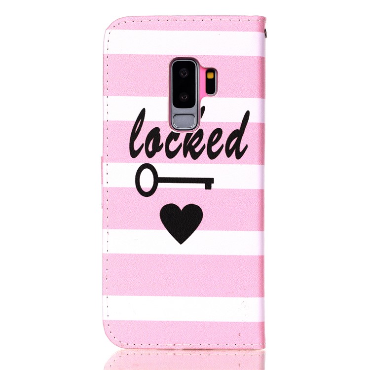 Pattern Printing Wallet Stand Leather Protector Case for Samsung Galaxy S9+ G965 - Lacked Key Heart-2