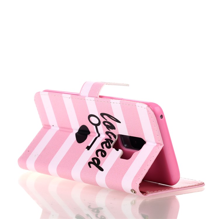 Pattern Printing Wallet Stand Leather Protector Case for Samsung Galaxy S9+ G965 - Lacked Key Heart-5