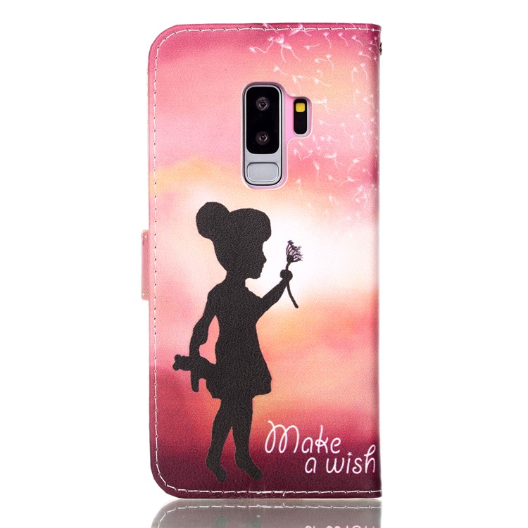 Pattern Printing Flip Leather Cellphone Case for Samsung Galaxy S9+ G965 - Girl Holding Dandelion-2