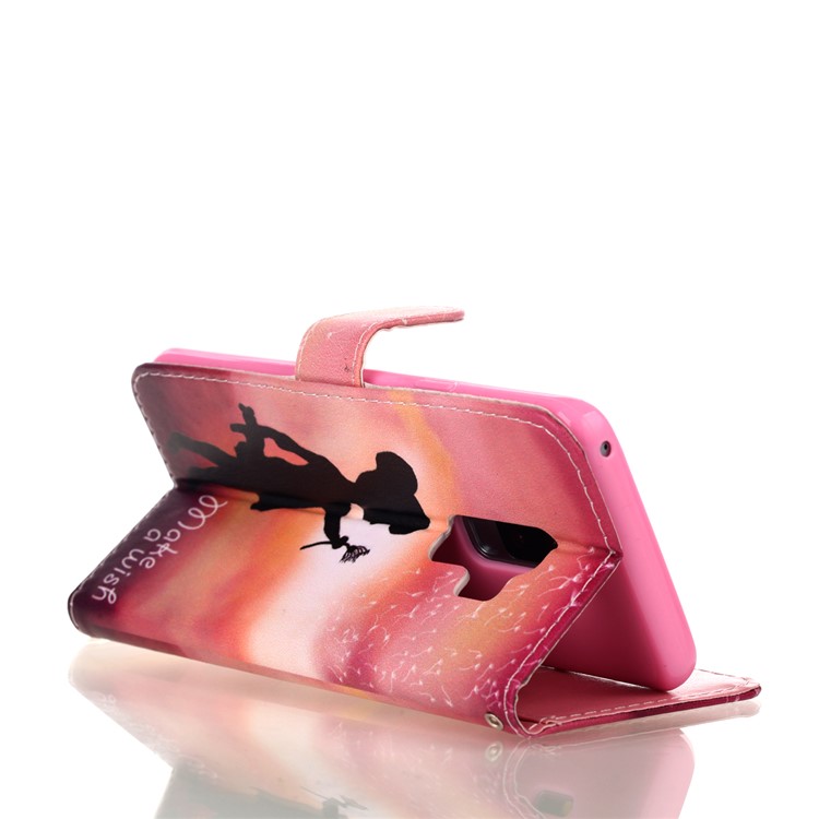 Pattern Printing Flip Leather Cellphone Case for Samsung Galaxy S9+ G965 - Girl Holding Dandelion-5