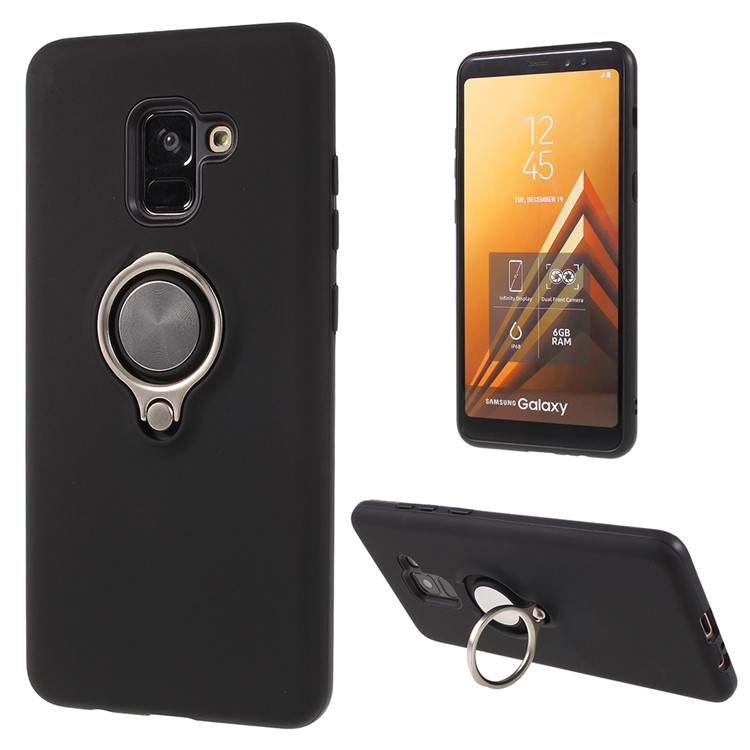 Detachable PC + TPU Hybrid Case with Kickstand for Samsung Galaxy A8+ (2018) - Black-1