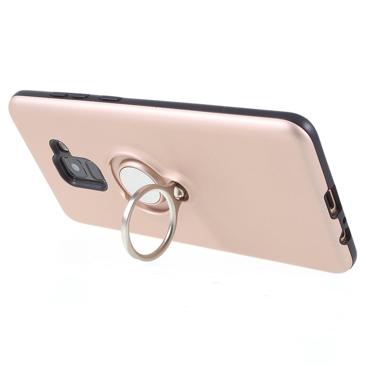 Detachable PC + TPU Hybrid Case Phone Shell with Kickstand for Samsung Galaxy A8+ (2018) - Rose Gold-3