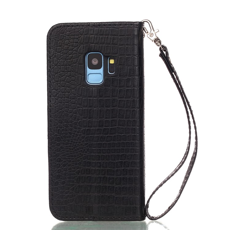 Crocodile Texture PU Leather Wallet Stand Case for Samsung Galaxy S9 G960 - Black-2